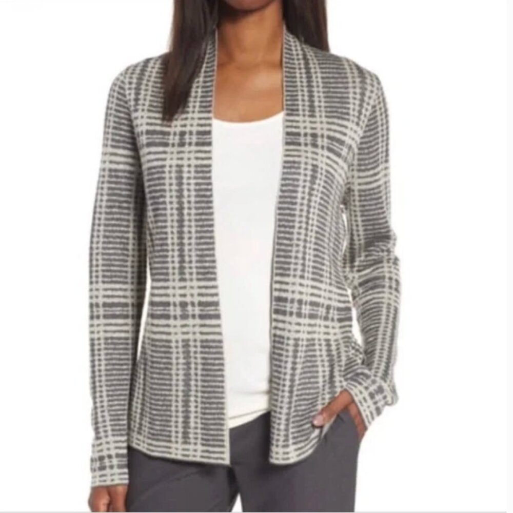 Eileen Fisher Tencel Wool Blend Cardigan Sweater Women's XS Gray Long Sleeve‎